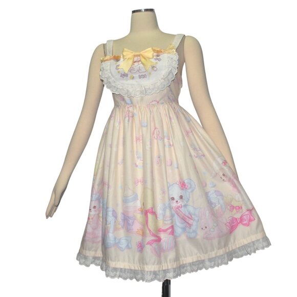 Lolita Dress Dolls Party Animal Toys Teddy Bear Print Bunny Embroidery JSK L - Picture 5 of 9